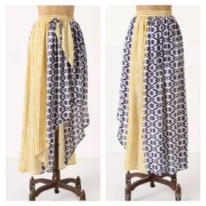 Anthropologie Funktional Silk Bent Stripes Asymmetrical High Low Skirt Medium